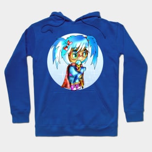 kawaii cute sorcerer girl in blue with a magic staff for dnd and fantasy fans Hoodie